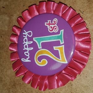 ❤️‍🔥10/$10❤️‍🔥 Happy 21st Birthday Pink Satiny Ribbon Money Brooch Button Pin